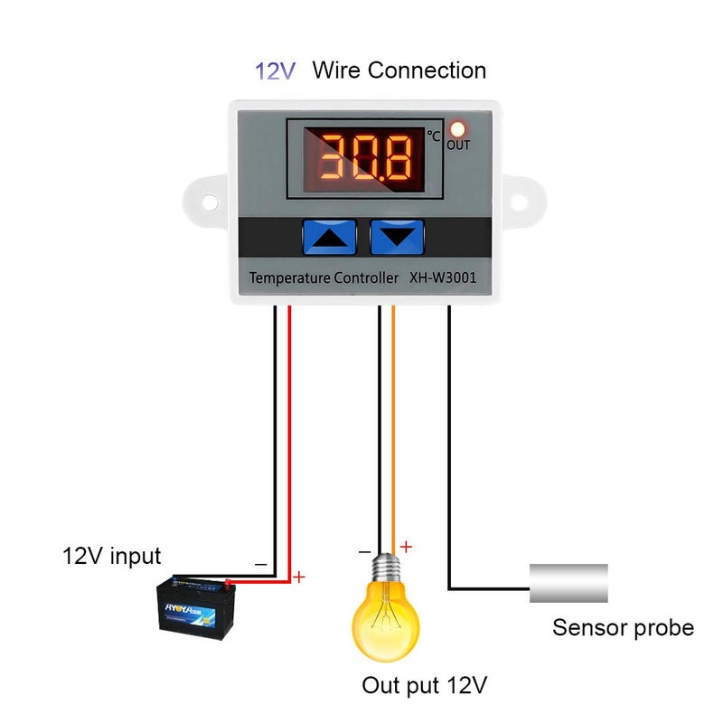 UMLIFE Digital LED Temperature Controller Module, XH-W3001 Thermostat Switch with Waterproof Probe, Programmable Heating Cooling Thermostat (12V 10A 120W) - Image 5